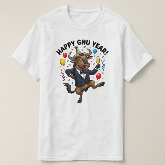 Gelukkig Gnu-jaar (mannetje) T-shirt (Design voorkant)