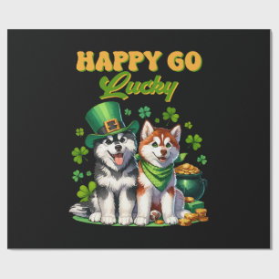Gelukkig Goedgelovige Schattige Husky St. Patricks Cadeaupapier