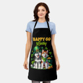 Gelukkig Goedgelovige Schattige Husky St. Patricks Schort (Gedragen)