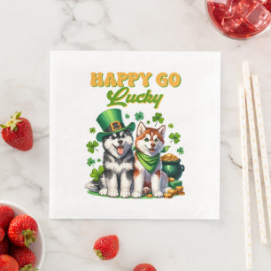Gelukkig Goedgelovige Schattige Husky St. Patricks Servet