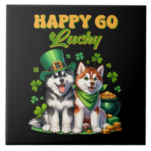 Gelukkig Goedgeluimd Schattige Husky St. Patricks Tegeltje