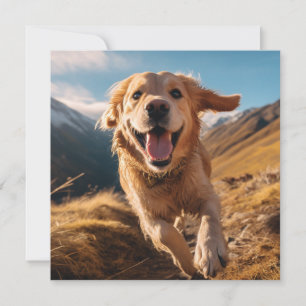Gelukkig Golden Retriever Running Feestdagenkaart