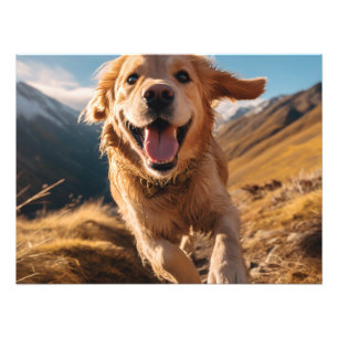 Gelukkig Golden Retriever Running Foto Afdruk