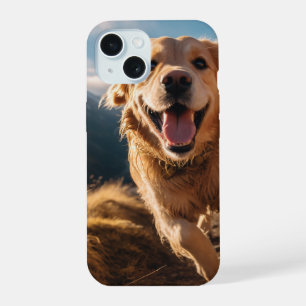Gelukkig Golden Retriever Running iPhone 15 Hoesje