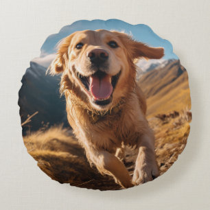 Gelukkig Golden Retriever Running Rond Kussen