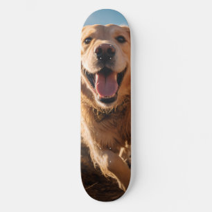 Gelukkig Golden Retriever Running Skateboard