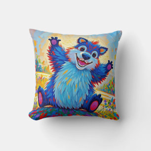 Gelukkig grappige beer Abstracte cute dier kunst Kussen