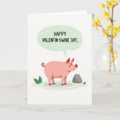 Gelukkig Grappige Varkens Valentijnswijn Dag Kaart (Gele Bloem)
