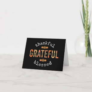 Gelukkig Grateful Blessed Fun Leopard Print Herfst Bedankkaart