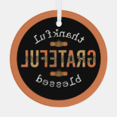 Gelukkig Grateful Blessed Fun Leopard Print Herfst Glas Ornament (Achterkant)