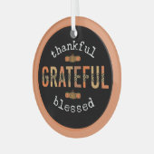 Gelukkig Grateful Blessed Fun Leopard Print Herfst Glas Ornament (Voorkant links)