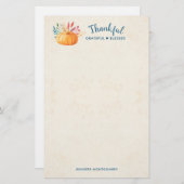Gelukkig Grateful Blessed met Oranje pompoen Briefpapier (Voorkant / Achterkant)