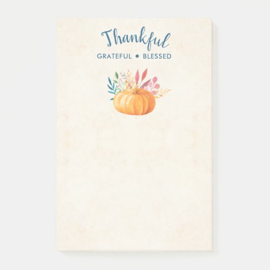 Gelukkig Grateful Blessed met Oranje pompoen Post-it® Notes (Voorkant)