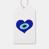 Gelukkig Grieks Evil Eye, Blauw Hart Cadeaulabel (Voorkant)
