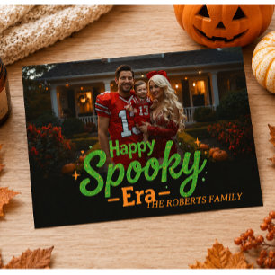 Gelukkig griezelig tijdperk kaart, foto halloween kaart