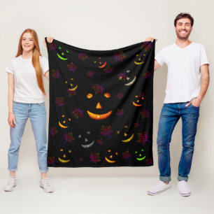 Gelukkig Griezelige Jack-O'-lantern Laat Neon Gloe Fleece Deken