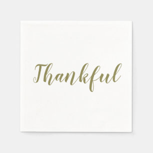 Gelukkig groene witte script schattige Thanksgivin Servet