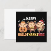 Gelukkig Hallothaanksgelukkig Kerst Aap Kerstapen Kaart (Voorkant / Achterkant)