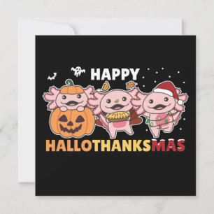 Gelukkig Hallothanksmas Axolotl Kerstmis Axolotls Kaart