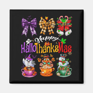 Gelukkig Hallothanksmas Coquette Boog Koffie Latte Magneet