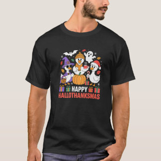 Gelukkig Hallothanksmas Cute Goose Duck Dier Holid T-shirt