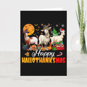 Gelukkig Hallothanksmas Geit Halloween Thanksgivin Kaart