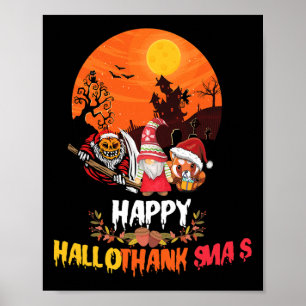 Gelukkig Hallothanksmas Grappige Halloween Thanksg Poster