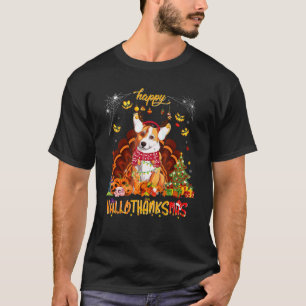 Gelukkig Hallothanksmas Grappige Pompoen Kerstman T-shirt