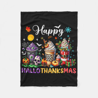 Gelukkig Hallothanksmas Halloween Koffie Latte Dan Fleece Deken