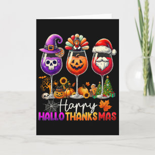 Gelukkig Hallothanksmas Halloween Thanksgiving Ker Kaart