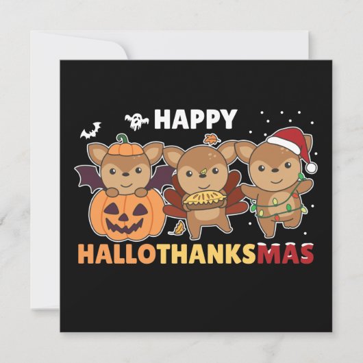 Gelukkig Hallothanksmas Herten Kerstmis Hert Uitno Kaart (Voorkant)