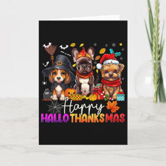 Gelukkig Hallothanksmas Honden Halloween Thanksgiv Kaart