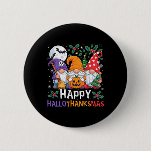 Gelukkig Hallothanksmas Kabouters Halloween Thanks Ronde Button 5,7 Cm