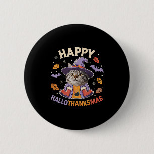 Gelukkig Hallothanksmas Kat Heks Kostuum Herfst Sf Ronde Button 5,7 Cm