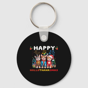 Gelukkig Hallothanksmas Katten Halloween Thanksgiv Sleutelhanger