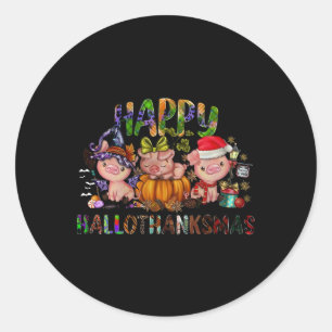 Gelukkig Hallothanksmas Mooie Varkens Boerderij Di Ronde Sticker