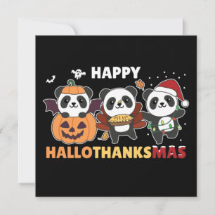 Gelukkig Hallothanksmas Pandas Kerst Panda Uitnodi Kaart