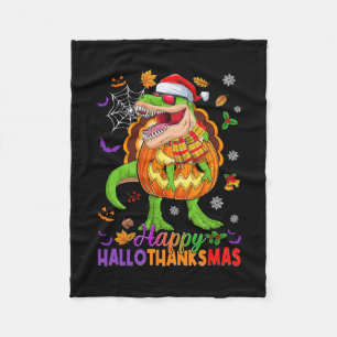 Gelukkig Hallothanksmas T Rex Halloween Thanksgivi Fleece Deken