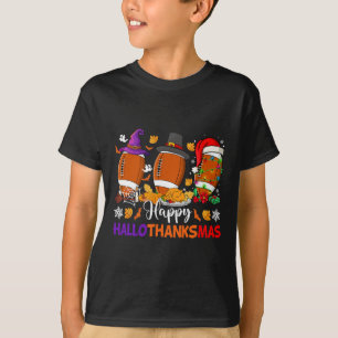 Gelukkig Hallothanksmas Voetbal Halloween Thanksgi T-shirt