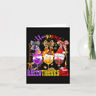 Gelukkig Hallothanksmas Wijnglas Halloween Thanksg Kaart