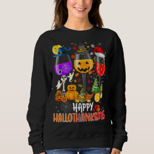 Gelukkig Hallothanksmas Wijnglazen Heks Kerstman H Trui