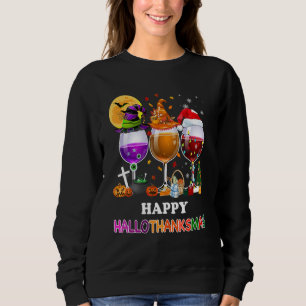 Gelukkig Hallothanksmas Wijnglazen Heksen Santa Ho Trui