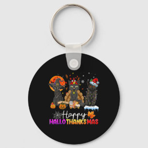 Gelukkig Hallothanksmas Zwarte Kat Halloween Thank Sleutelhanger