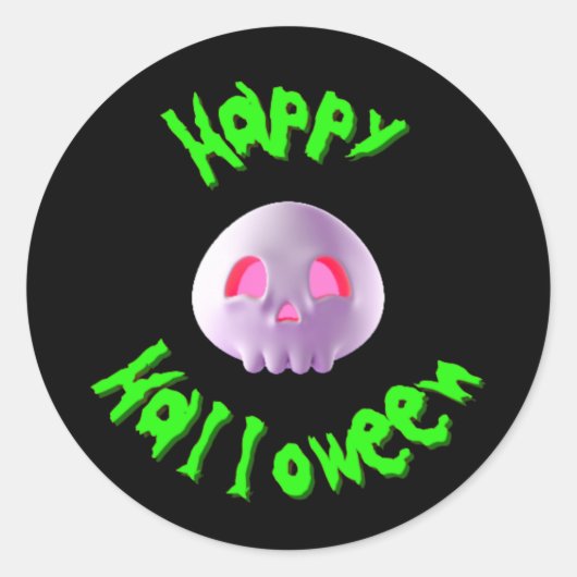 Gelukkig Halloween 3D Schedel  Ronde Sticker (Voorkant)