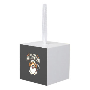 Gelukkig Halloween Beagle Hond Design_1 Kubus Ornament