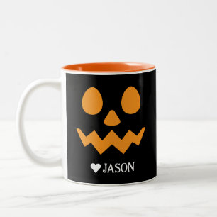 Gelukkig Halloween boek spooky pompoen gezicht Tweekleurige Koffiemok