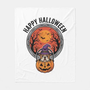 Gelukkig Halloween Bulldog Heks Pompoen Vintage T- Fleece Deken
