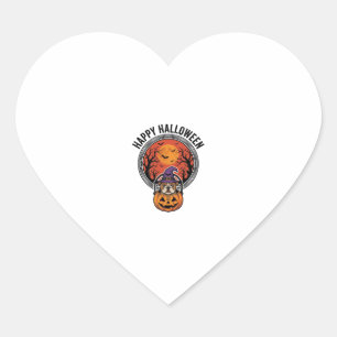 Gelukkig Halloween Bulldog Heks Pompoen Vintage T- Hart Sticker