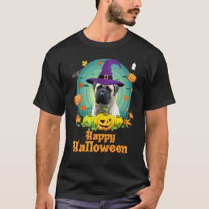 Gelukkig Halloween Bullmastiff Hond Pompoen Heks G T-shirt