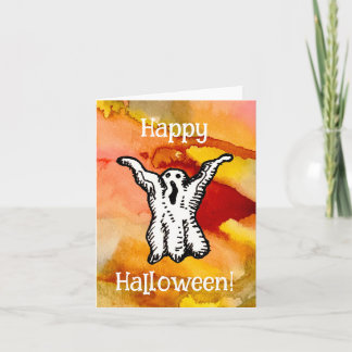 Gelukkig Halloween Cartoon spook Doodle Gevouwen Notitiekaartje